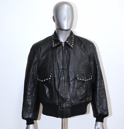 Vtg 1940 50s black steerhide - vtg, 1940/50s